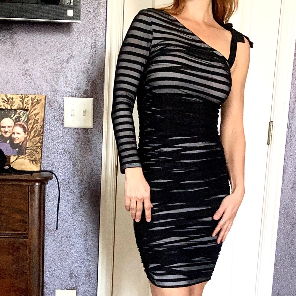 BCBG Maxaria black and white fitted dress
